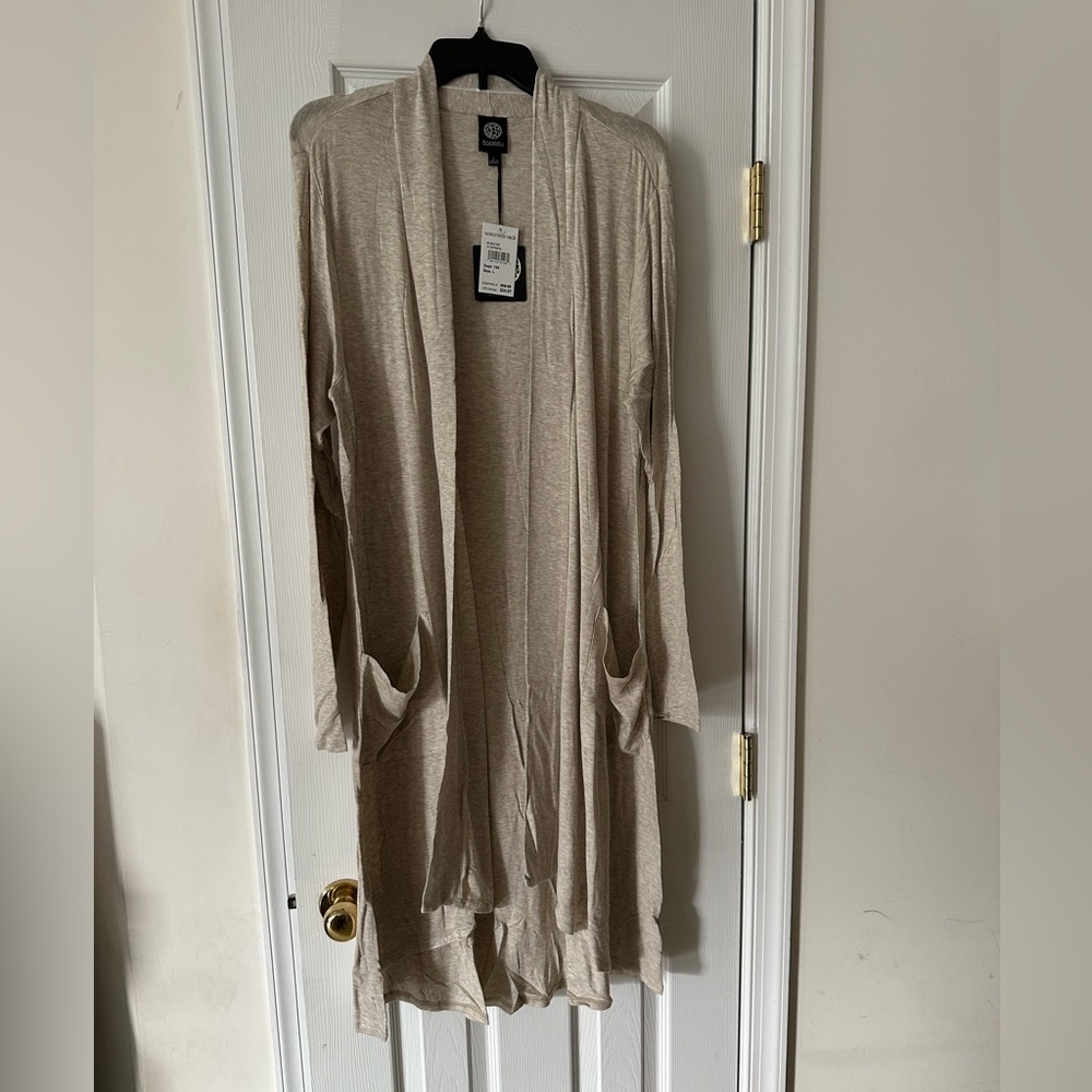 NWT 1X Bobeau Lightweight Hi Lo Modal Long Cardigan OATMEAL Size 1X